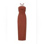 Herve Leger Rtr szL Hervé Léger Cutout Dress body on sexy rusty rust brown midi ribbed Photo 3