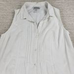 Anthony Richards Shirt Dress Womens 16W White Linen‎ Blend Pleated Midi Collared Size 16 Photo 4