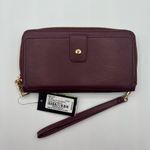 Badgley Mischka  Womens Long Wallet Phone Pocket Wristlet Plum Vegan Leather NWT Photo 1