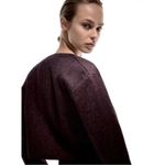 ZARA Metallic Shimmery Velvet Buttons Cropped Cardigan Sweater S Purple #3708 Photo 4