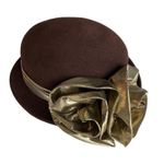 Vintage Michael Howard Fedora Wool Felt Hat Brown Gold Bow Size Medium OSFM Photo 2