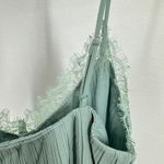 Lush Clothing LUSH Sage Green Lace Trim Pleated Cami Tank Top Women's Small Lettuce Hem Y2K Photo 7