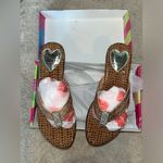 Love and Liberty Made in USA NEW Gold Low Heel Flip Flop Bling Sandals Size 10 Photo 1
