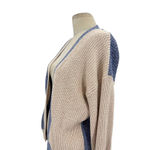 Intermix Aurora Two-Tone Rib Knit Cardigan Sweater Blue Beige Size XS Photo 5