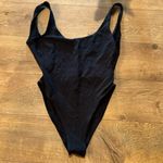 Yvette Mandell Black High Cut Low Back Scoop Neck Bodysuit Size Small Black Photo 3