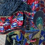 OLEG CASSINI Black Tie Gown 80's Beaded Dress Size 16 Photo 5