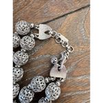 Monet Silvertone Filigree Metal Bead Double Strand Choker Necklace Adjustable Silver Photo 2