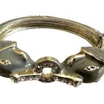 Grey elephant enamel hinged bangle bracelet Gray Photo 0