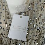 Mac Duggal  Cape Back Fringe Beaded Robe Dress Size Large Style #94044 in Nude Photo 9