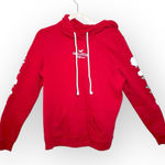 Hollister Red Floral Sleeve Hoodie California Logo Cozy Winter Casual M Photo 0