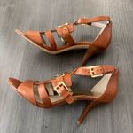 Michael Kors leather strappy gladiator brown camel heels size 8 Photo 4
