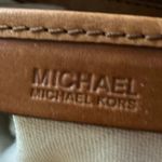 Michael Kors Leather Satchel Tote Bag Woven Details Buckle Accents Brown Photo 12