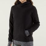 Lululemon Runaway Fleece Pullover Hoodie Black and Gray Size 6 Thumbholes Gym Photo 0