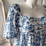 Abercrombie & Fitch Emerson Blue White Floral Short Puff Sleeves Mini Dress XLP Photo 1