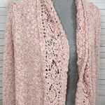 New York & Comp Fringe Hem Chunky Knit Open Cardigan Sweater Pink Medium Boho Photo 5