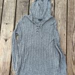 American Eagle  | size medium | gray hooded lace up sweater Photo 0