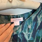 Allison Daley  Blue and Green Abstract Long Sleeve Top Photo 2