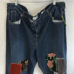 LOGO By Lori Goldstein  Velvet Patch Embellished Mid Rise Jeans Photo 3