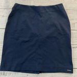 Tahari Pencil Skirt Womens M Ponte Elastic Waist Back Slit Navy Blue Career NWT Photo 0