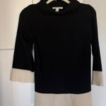 autumn cashmere  Sweater Women's Mock Neck Colorblock White Black Pullover Photo 0