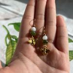 Bee Jewelry Set, Mother of Pearl & Forest Army Olive Moss Green Jade, Fun Photo 4