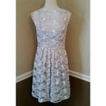 Silver & Ivory Floral Lace & Sequins Cocktail Party ModCloth Dress by Decode 1.8 Size 6 Photo 5