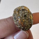 Vintage 1960s Vendome Adjustable Gold Nugget Style Ring w Rhinestones Photo 1