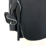 ZARA  Navy Blue White Contrast Piping Bow Long Sleeve Blouse XS Photo 2