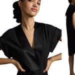 Maeve by Anthropologie Deep-V Dress Women's Small Black Slits Classic LBD NWOT Photo 2