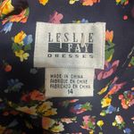 Leslie Fay Vtg 90s  Maxi Secretary Dress Navy Blue Floral Cottagecore 14 pockets Photo 6