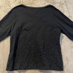 Coldwater Creek  Top Women's Size Large Black Sequins Quarter Sleeve Boat Neck Photo 3