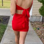 Short Red homecoming Dress That Ties In The Back Photo 2
