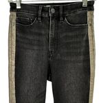 Athleta SKULPTEK Black Metallic High Rise Tuxedo Stripe Skinny Jeans Size 0 Photo 3