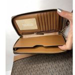 Michael Kors  Reed Large Belted Satchel Bag Purse Brown MK Signature + Wallet Photo 2