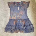 Johnny Was $390 NWT  Mesh Embroidered Layered Ruffles Floral Mini Dress Size S Photo 7