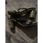 A New Day Black Heeled Sandals Snakeskin Print Block Heel Minimalist Style‎ Size 8 Photo 1