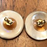 GF White/Brown Tortoise Shell Earrings set in 14k  Photo 3