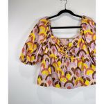 NWT Cara Cara Womens Top Beige Pippa Peplum 3/4 Sleeve Smocked Babydoll Large Tan Photo 4