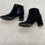 Kate Spade Women’s Black Leather Suede Ankle Boots Gold Buckle 3” Heel Size 8.5 Photo 2