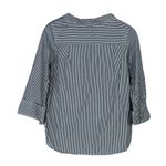 J.Crew Striped Poplin Funnel Neck Blouse Buttons on Left Shoulder 4P Grey White Photo 14