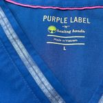 Purple Label by Healing Hands Royal Blue Scrub Top V Neck Short Sleeve Size L Size L Photo 2