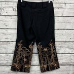 Nanette Lepore  Black Ivory Floral Embroidered‎ Straight Leg Pant [Size 6] Photo 1