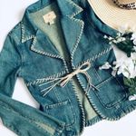 Blanc Noir Vintage Kharma dirt washed suede whipstitch bell sleeve denim jacket Photo 4