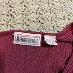 Aeropostale burgundy long sleeve layered v neck button up top Photo 2