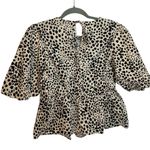 Nobody’s Child Bernie Leopard Print Puff Sleeve Blouse Tan Size 8 Photo 1