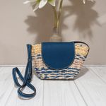Universal Threads Universal Thread Striped Woven Boho Crossbody Bag with a blue vegan leather flap Photo 6