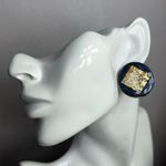 Vintage enamel filigree deep blue earrings Gold Photo 6