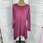 J. Bee Mixed Media Drop Waist Scarf Hem Knit Tunic Shirt Large Purple Photo 5