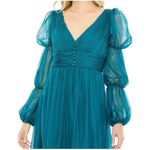 Mac Duggal  68254 Romantic Teal Ruffle Gathered Tiered Tulle Dress NWT 10 $498 Photo 2