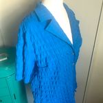 Anthropologie  Eri + Ali Cerulean Blue Textured Short Sleeve Button Down Shirt Photo 2